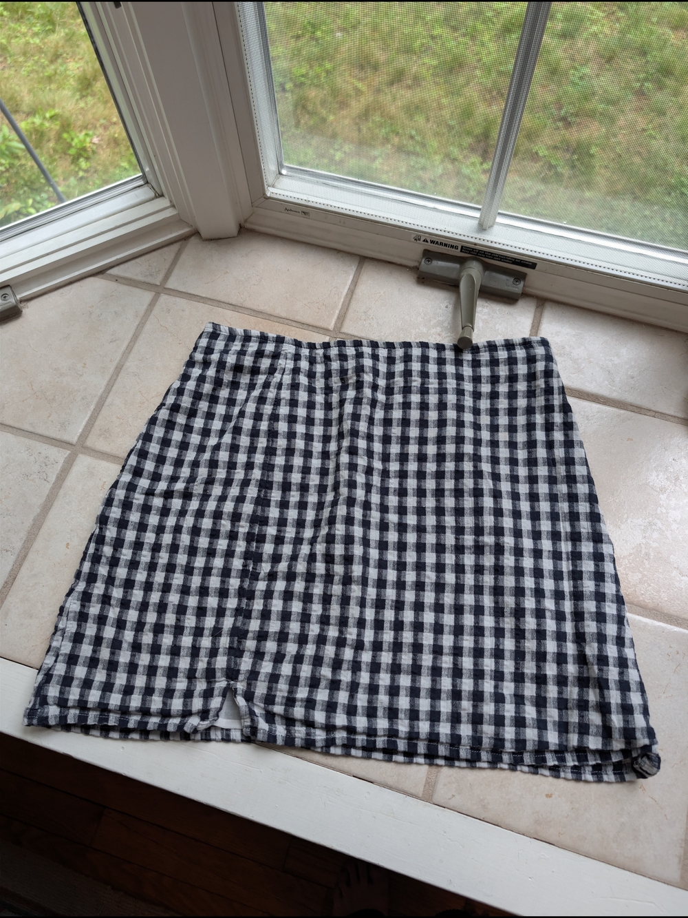 American Eagle Outfitters Navy and White Gingham Mini Skirt